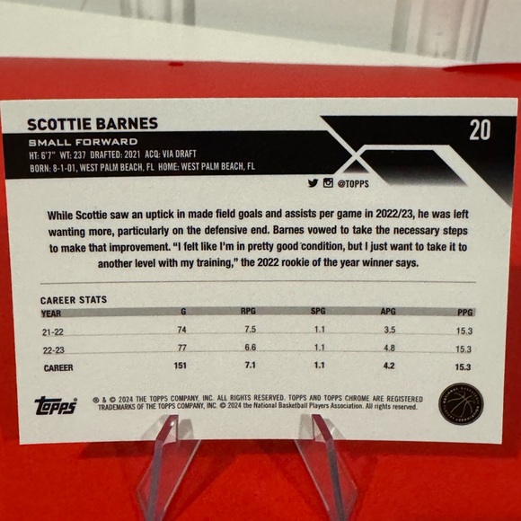 2024 Scottie Barnes Topps Chrome. Mint condition… - Picture 2 of 2